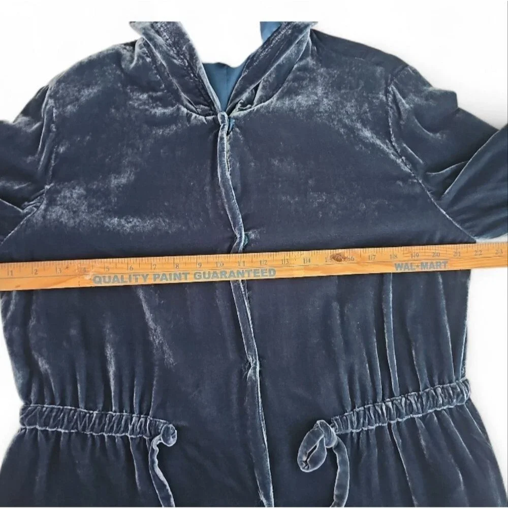 J. Jill Silk Blend Velvet Hooded Jacket Sz L Teal Statement Layer Jewel Tone - Picture 15 of 16